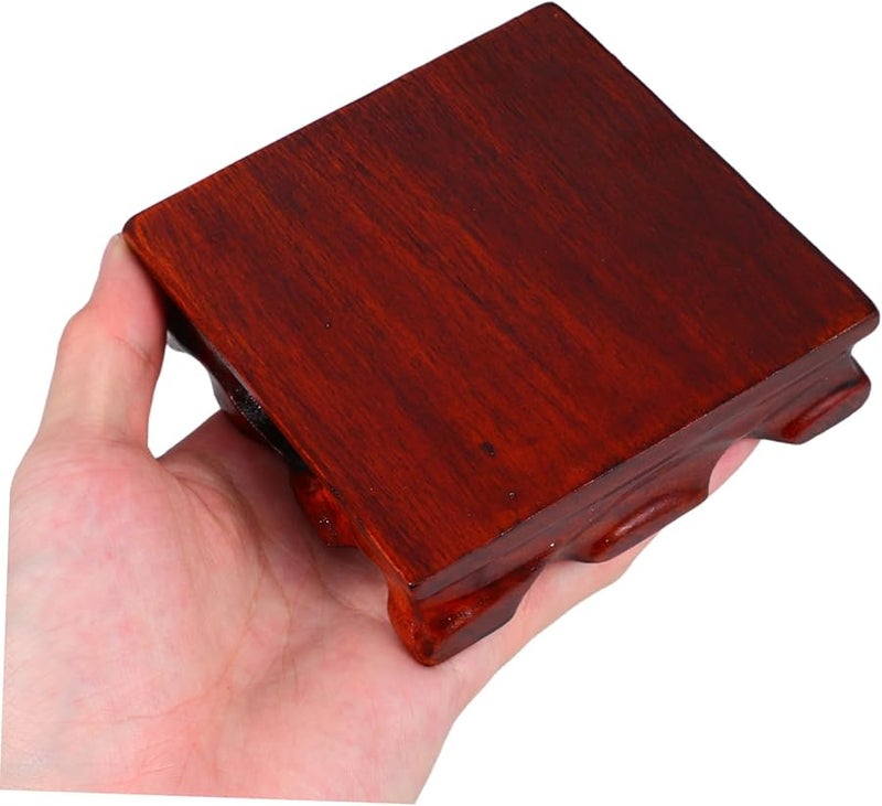 قاعدة عرض من الخشب الصلب لتماثيل بوذا والمزهريات والنباتات والديكور باللون البني الفاتح - Image 4